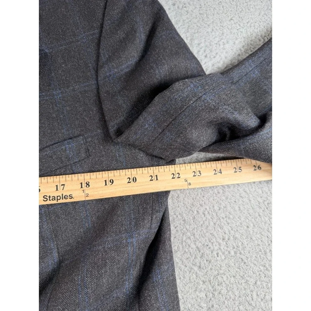 Ermenegildo Zegna Trofeo Wool Blazer Mens 44R Gray Blue Windowpane Custom